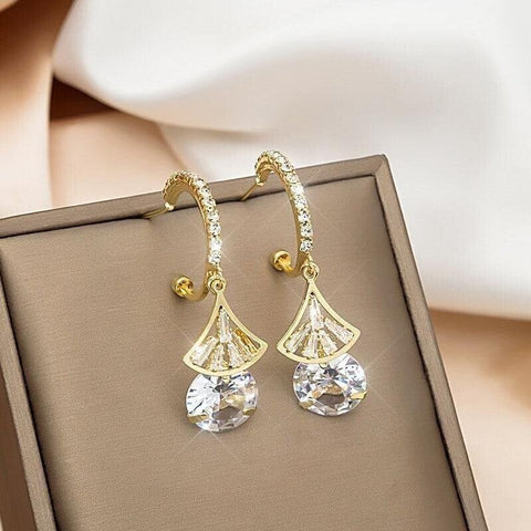 Scalloped Crystal Earrings