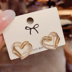 Double hollow love earrings