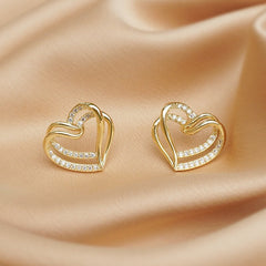 Double hollow love earrings