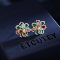 (Spring Limited Edition) Colorful Zircon Flower Earrings